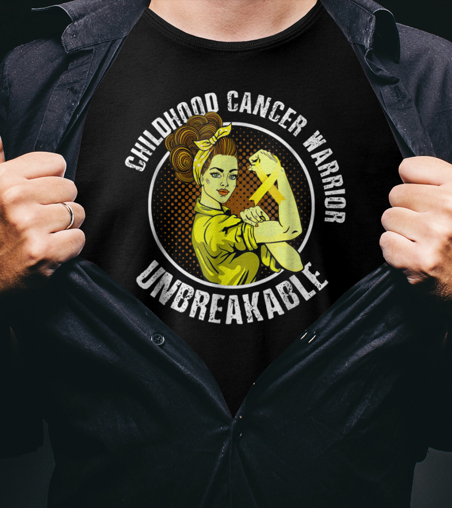 Childhood Cancer Warrior Unbreakable Rosie T-Shirt