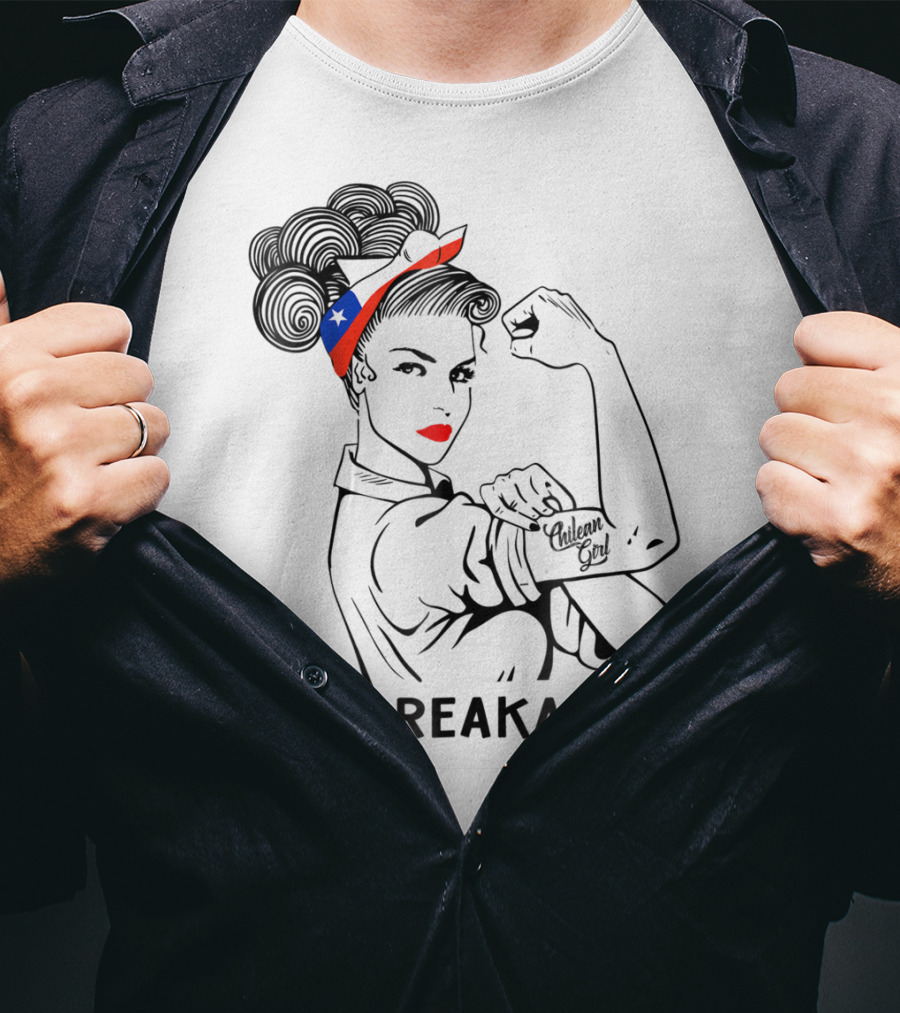 Chilean Girl Unbreakable Rosie Riveter Heritage With Chile Flag Bandana T-Shirt