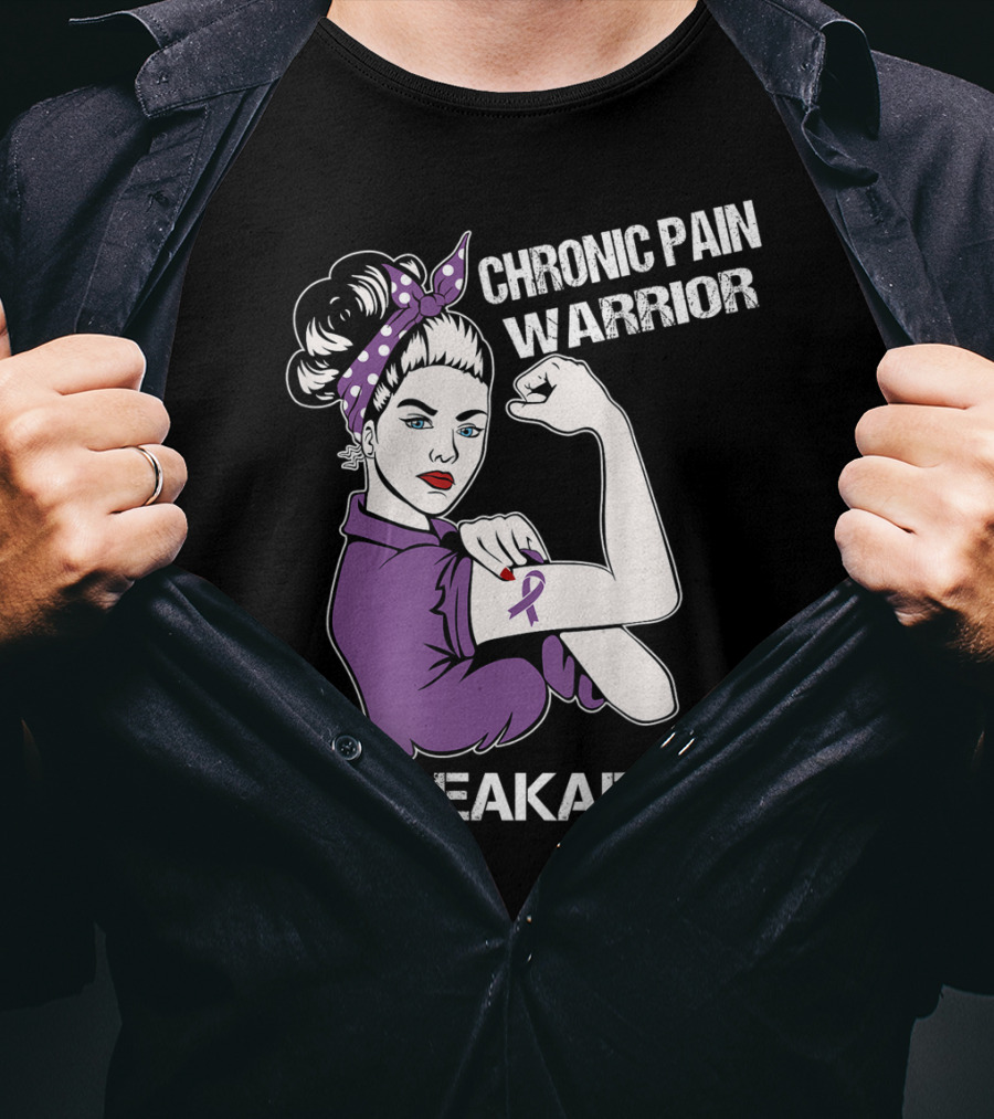 Chronic Pain Warrior Unbreakable Rosie Riveter Purple T-Shirt