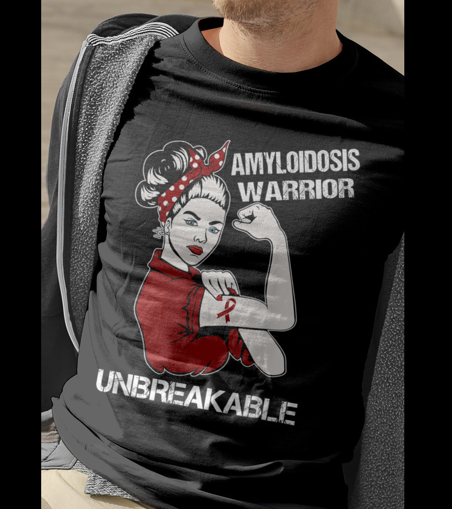 Amyloidosis Warrior Unbreakable Strong Woman Red T-Shirt