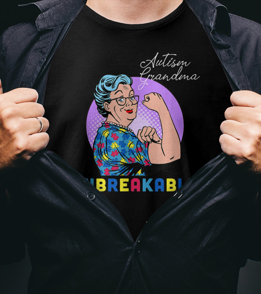 Autism Awareness Autism Grandma Unbreakable Pop T-Shirt