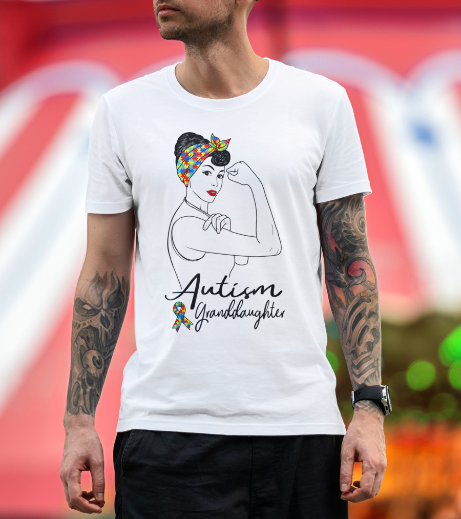 Autism Granddaughter Rosie the Riveter Puzzle Ribbon Unbreakable T-Shirt