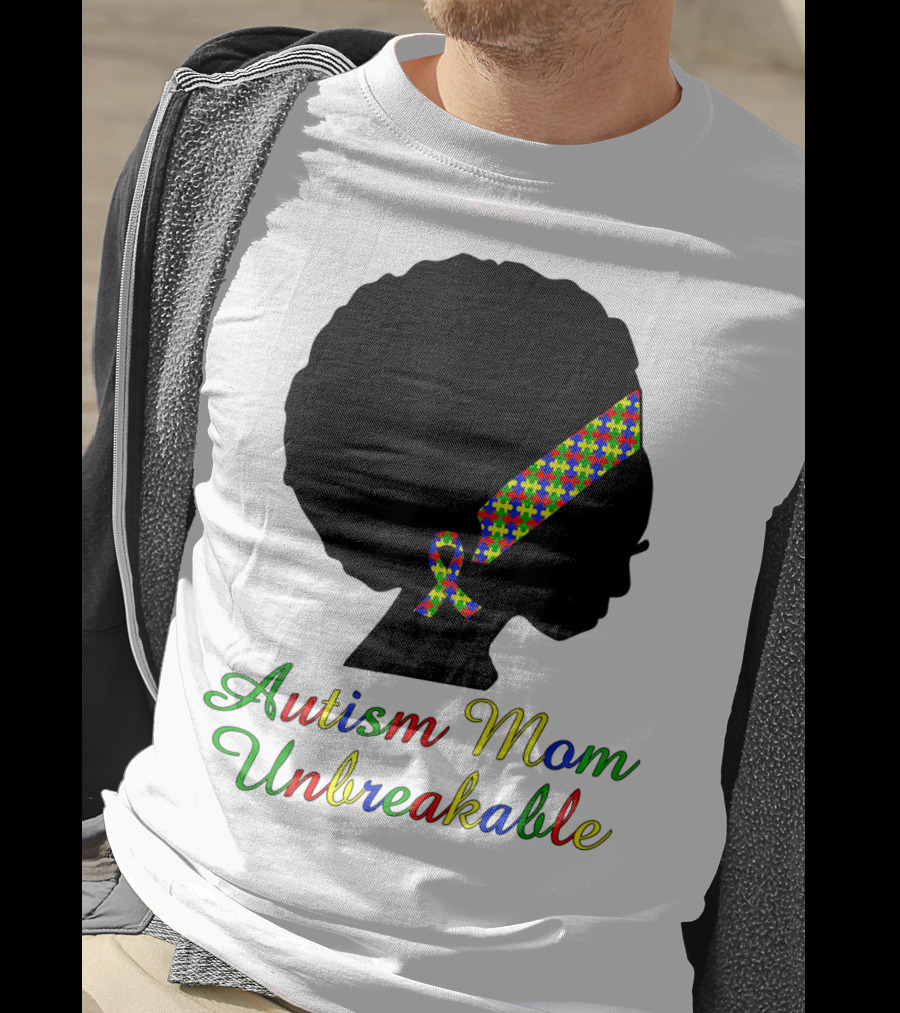 Autism Mom Unbreakable With Puzzle Ribbon Headband T-Shirt