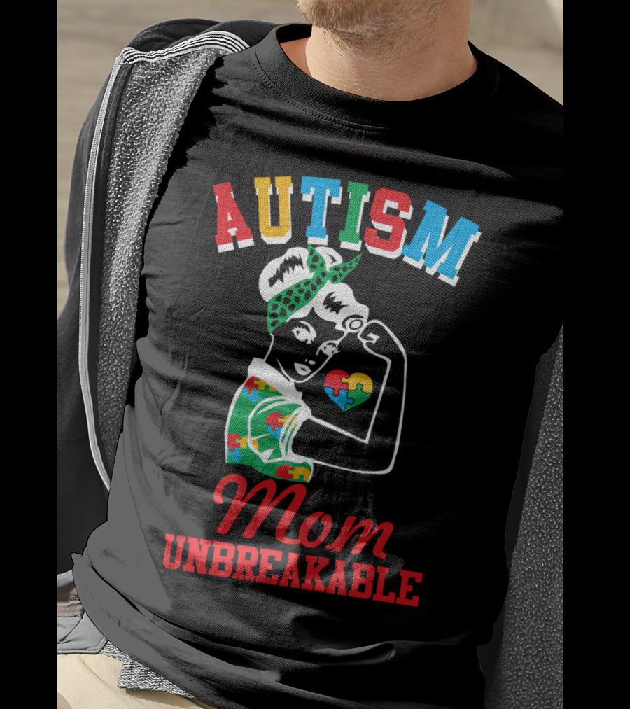 Autism Mom Unbreakable Puzzle Pieces Awareness T-Shirt