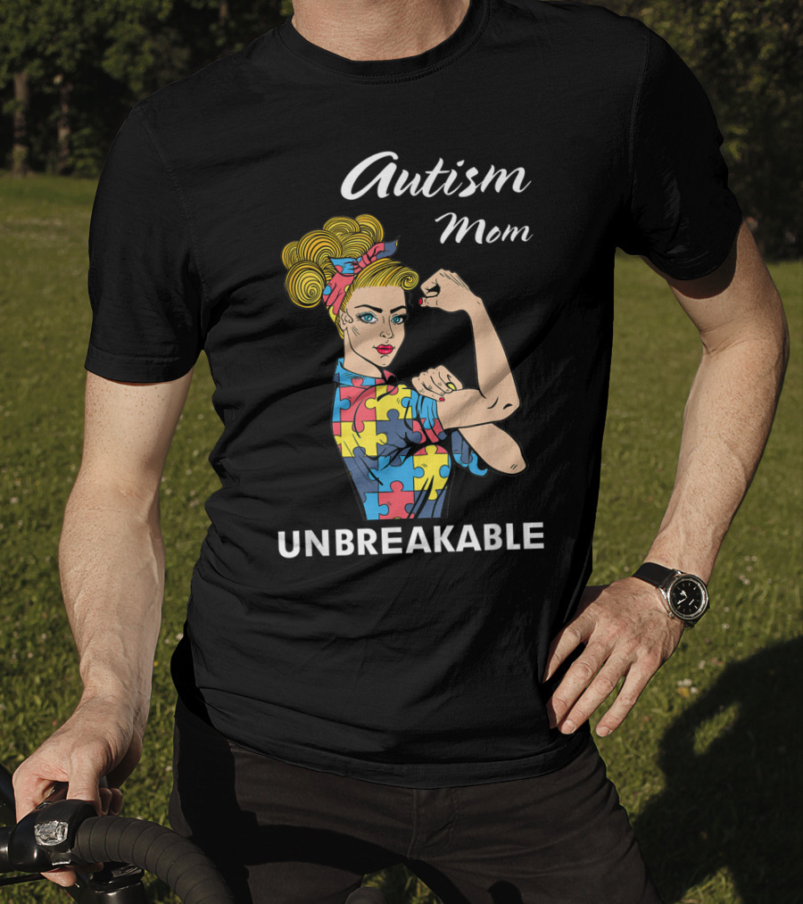 Autism Mom Unbreakable Puzzle Piece Strong Women Empowerment T-Shirt
