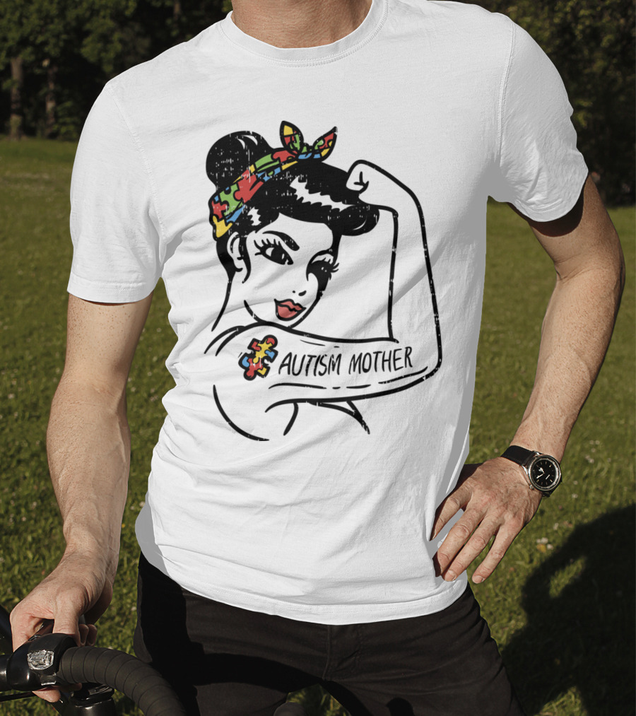 Autism Mother Unbreakable Mom With Puzzle Bandana And Tattoo T-Shirt