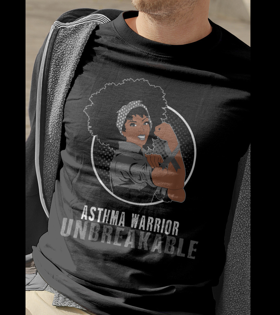 Black Girl Unbreakable Asthma Warrior Rosie The Riveter T-Shirt