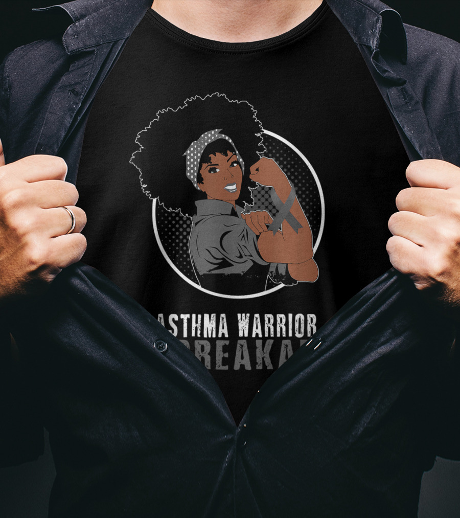 Black Girl Unbreakable Asthma Warrior Rosie The Riveter T-Shirt
