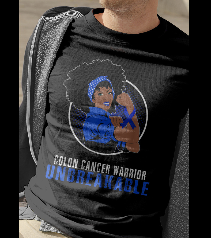 Colon Cancer Warrior Unbreakable Black Girl T-Shirt