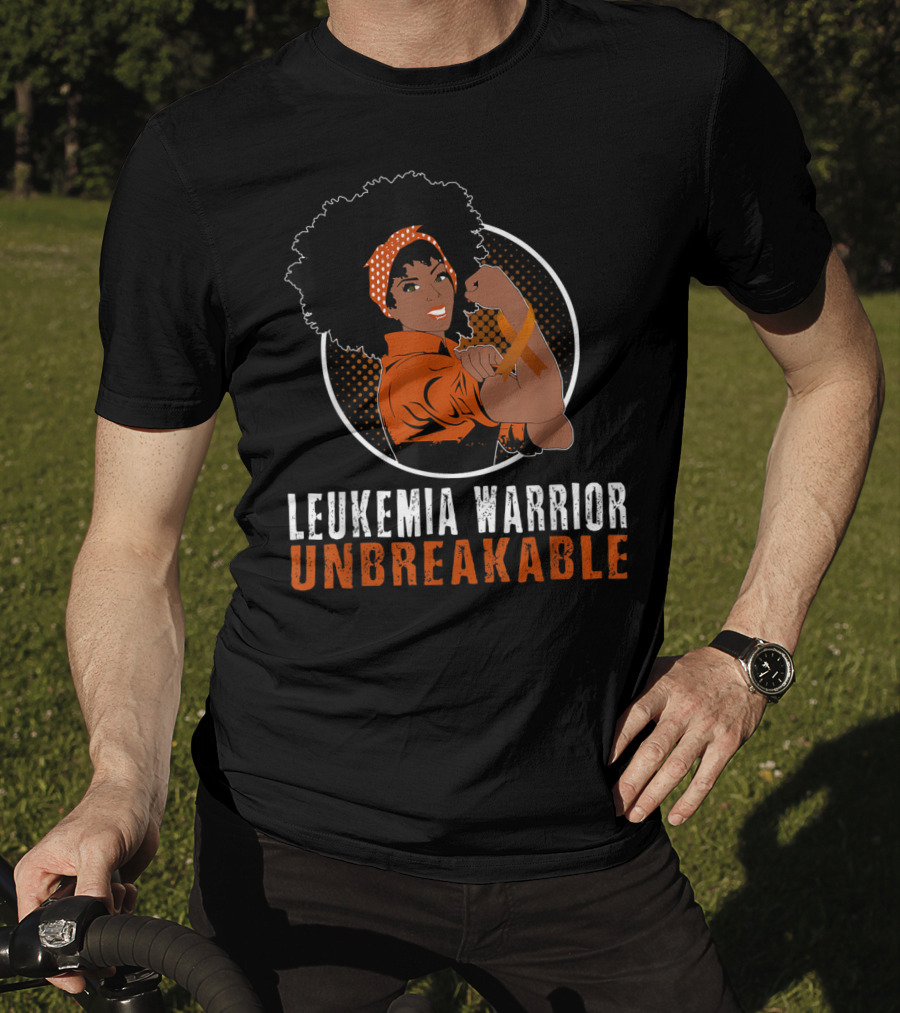 Leukemia Warrior Unbreakable Black Girl Heroic Strength T-Shirt