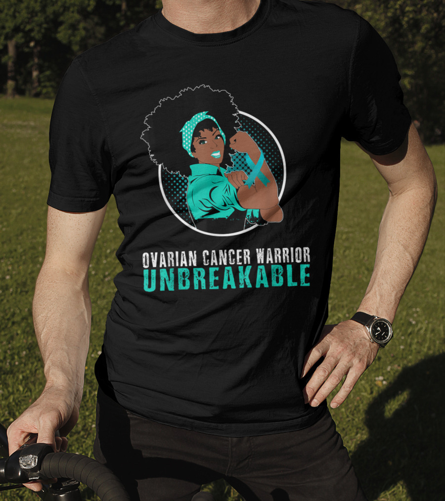 Ovarian Cancer Warrior Unbreakable Black Girl Strength T-Shirt