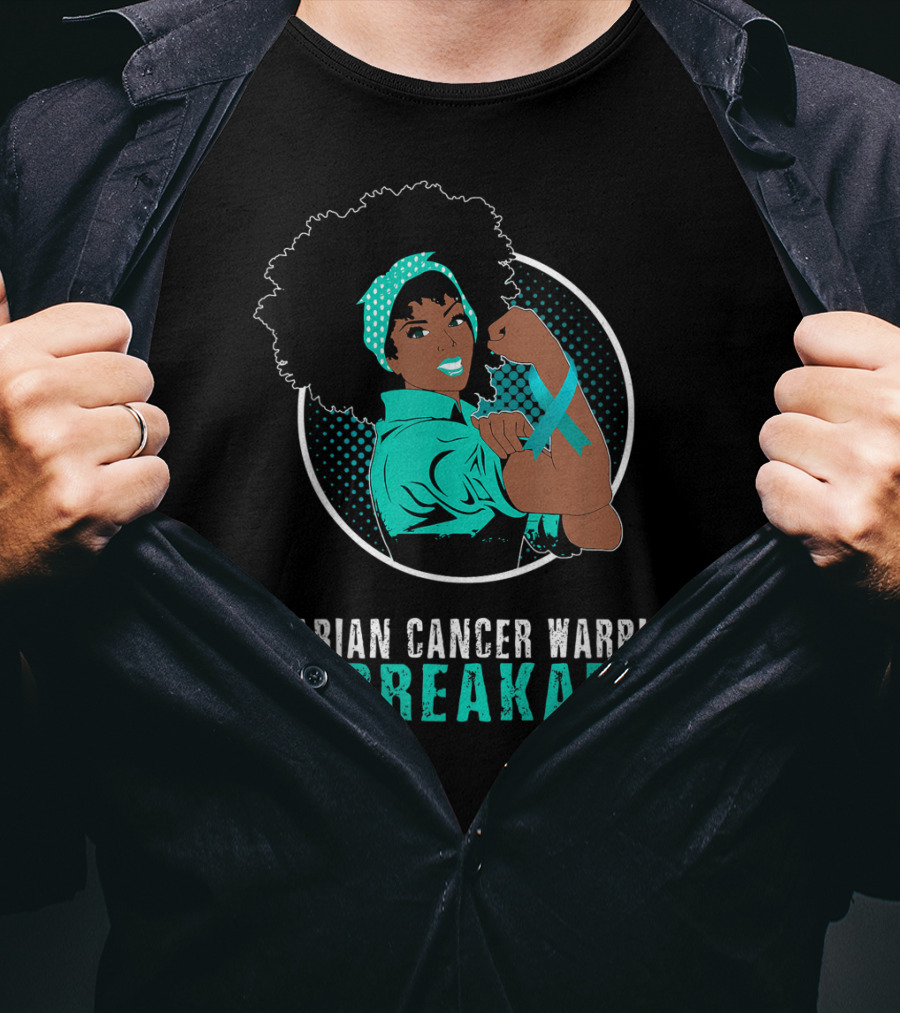 Ovarian Cancer Warrior Unbreakable Black Girl Strength T-Shirt