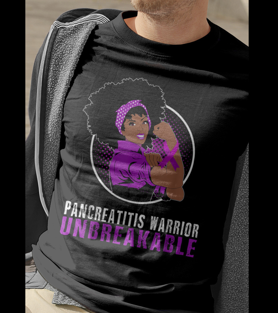 Unbreakable Pancreatitis Warrior Black Girl Empowerment T-Shirt