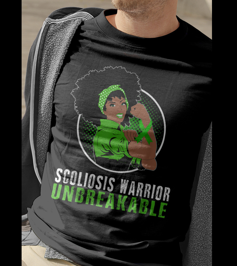 Black Girl Scoliosis Warrior Unbreakable Strength T-Shirt
