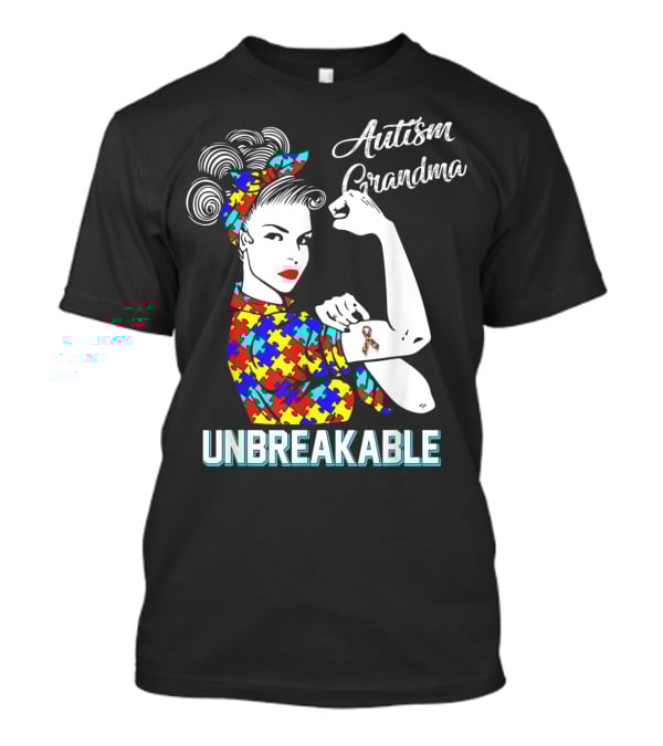 Autism Grandma Unbreakable Puzzle Pattern Awareness T-Shirt