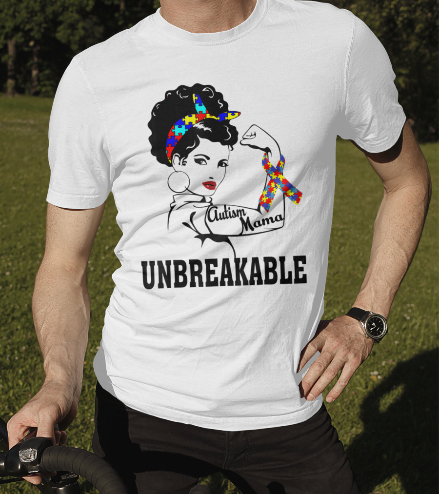 Autism Mama Unbreakable Puzzle Ribbon Sister Daughter T-Shirt