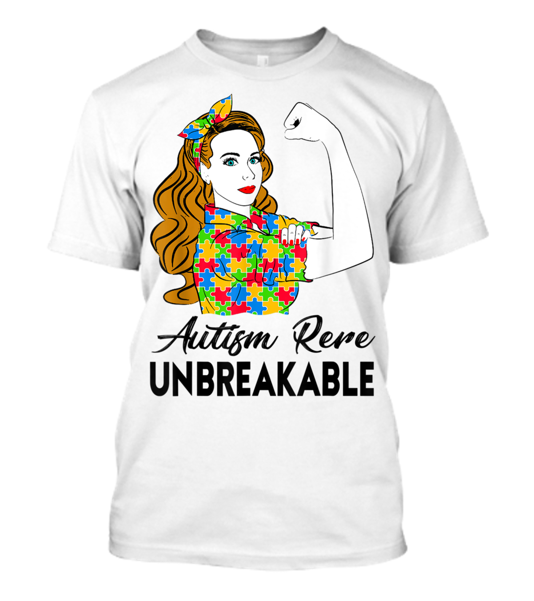 Autism Rere Unbreakable Rosie The Riveter Puzzle T-Shirt