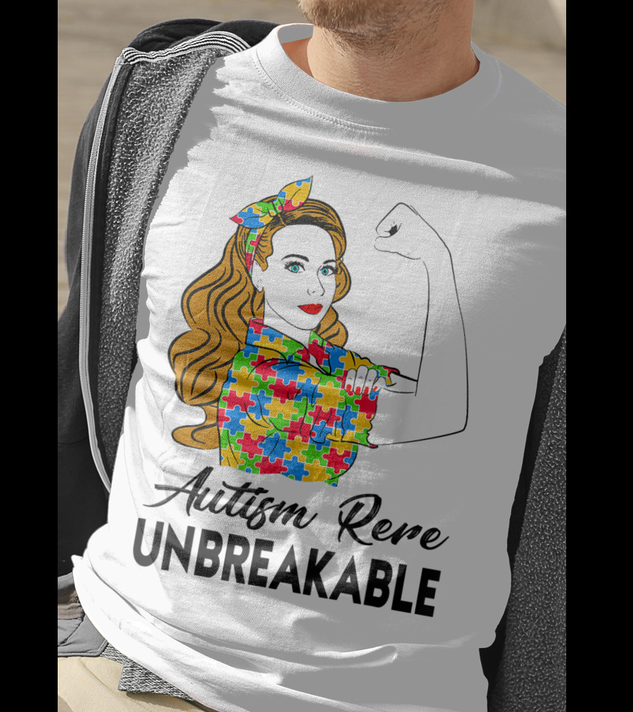 Autism Rere Unbreakable Rosie The Riveter Puzzle T-Shirt