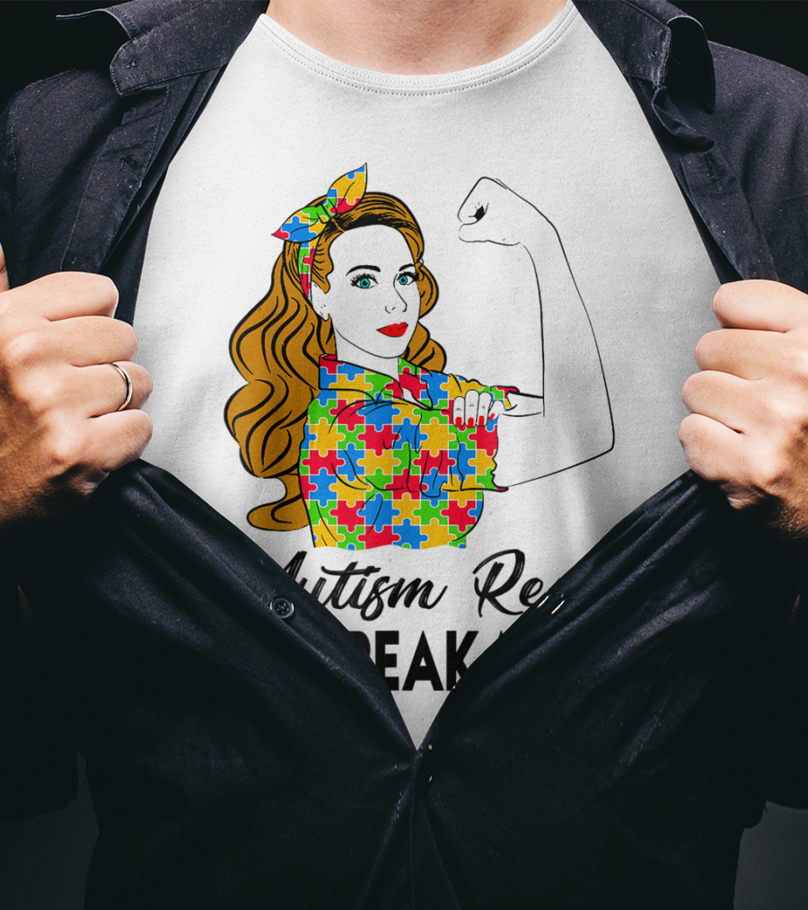 Autism Rere Unbreakable Rosie The Riveter Puzzle T-Shirt