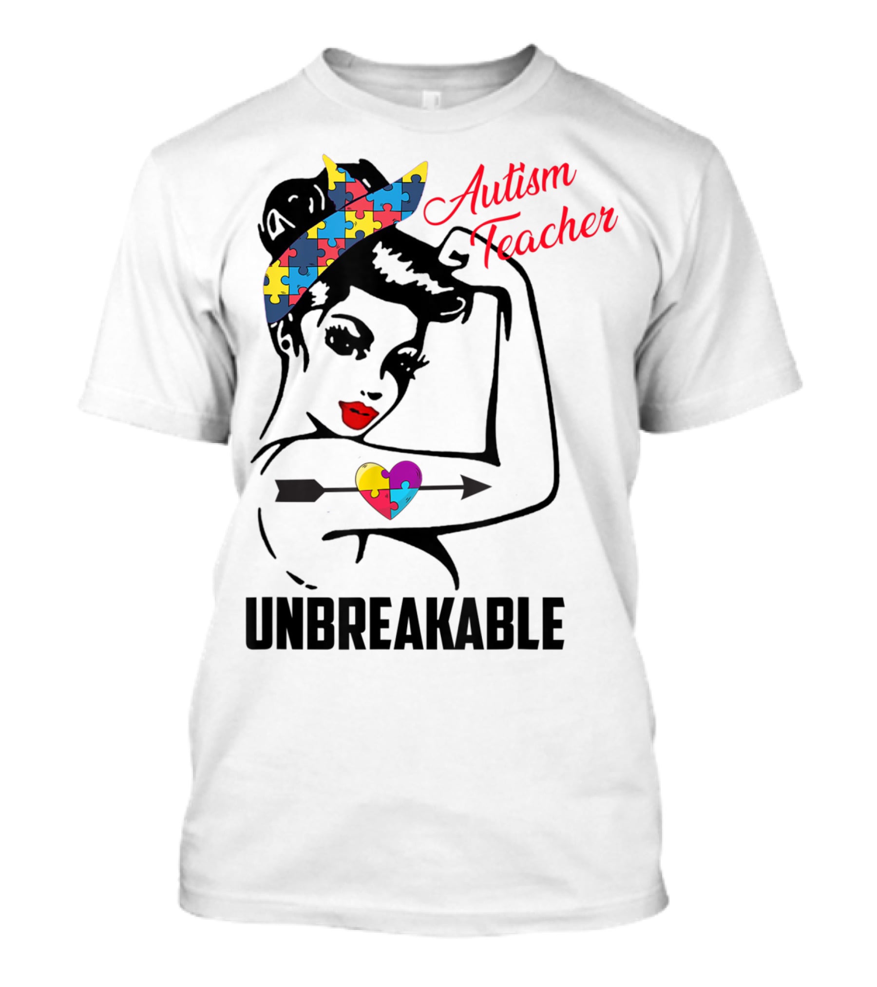Autism Teacher Unbreakable Puzzle Heart Support Autism T-Shirt