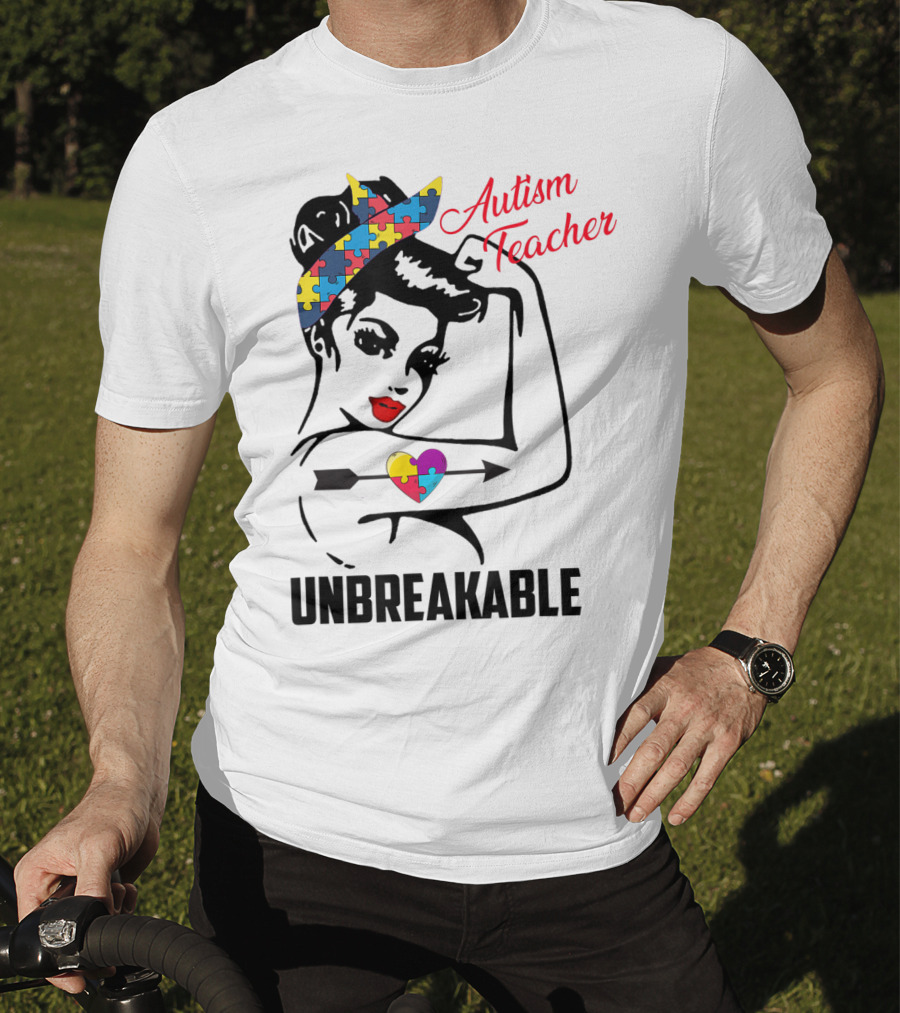Autism Teacher Unbreakable Puzzle Heart Support Autism T-Shirt