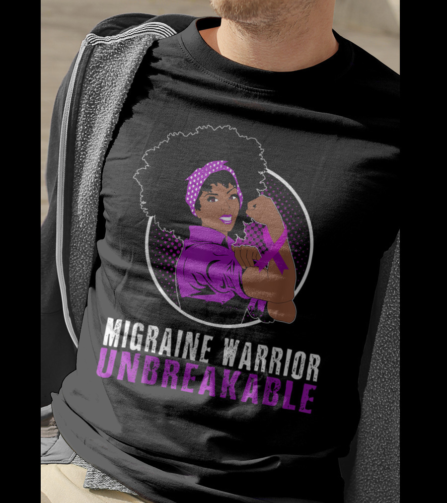 Black Girl Migraine Warrior Unbreakable Strength Empowerment T-Shirt