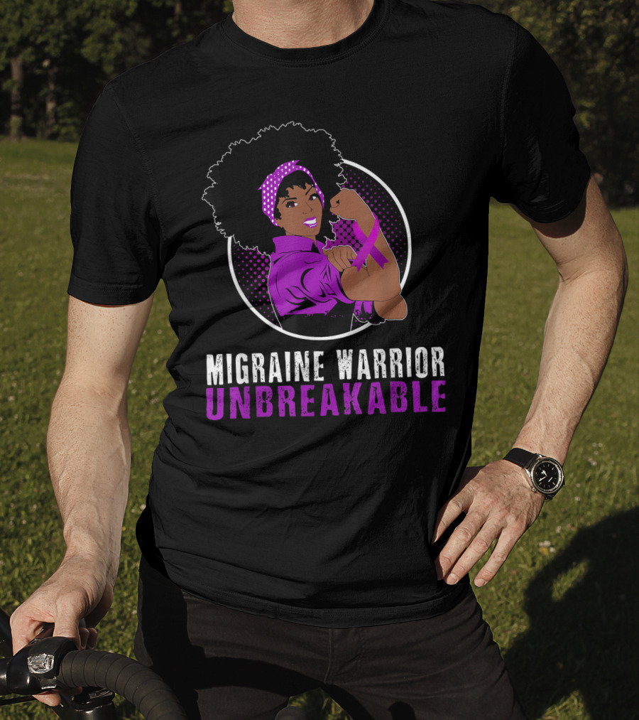 Black Girl Migraine Warrior Unbreakable Strength Empowerment T-Shirt