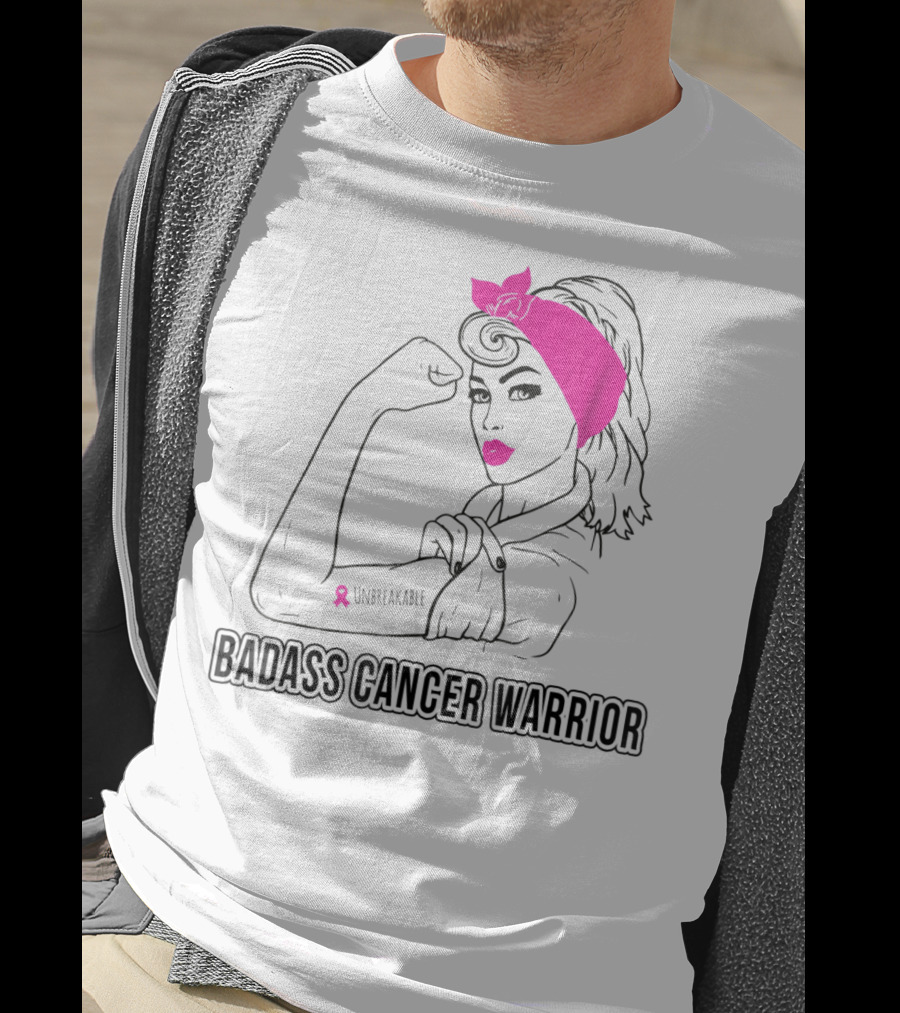 Badass Cancer Warrior Unbreakable Breast Cancer Awareness T-Shirt