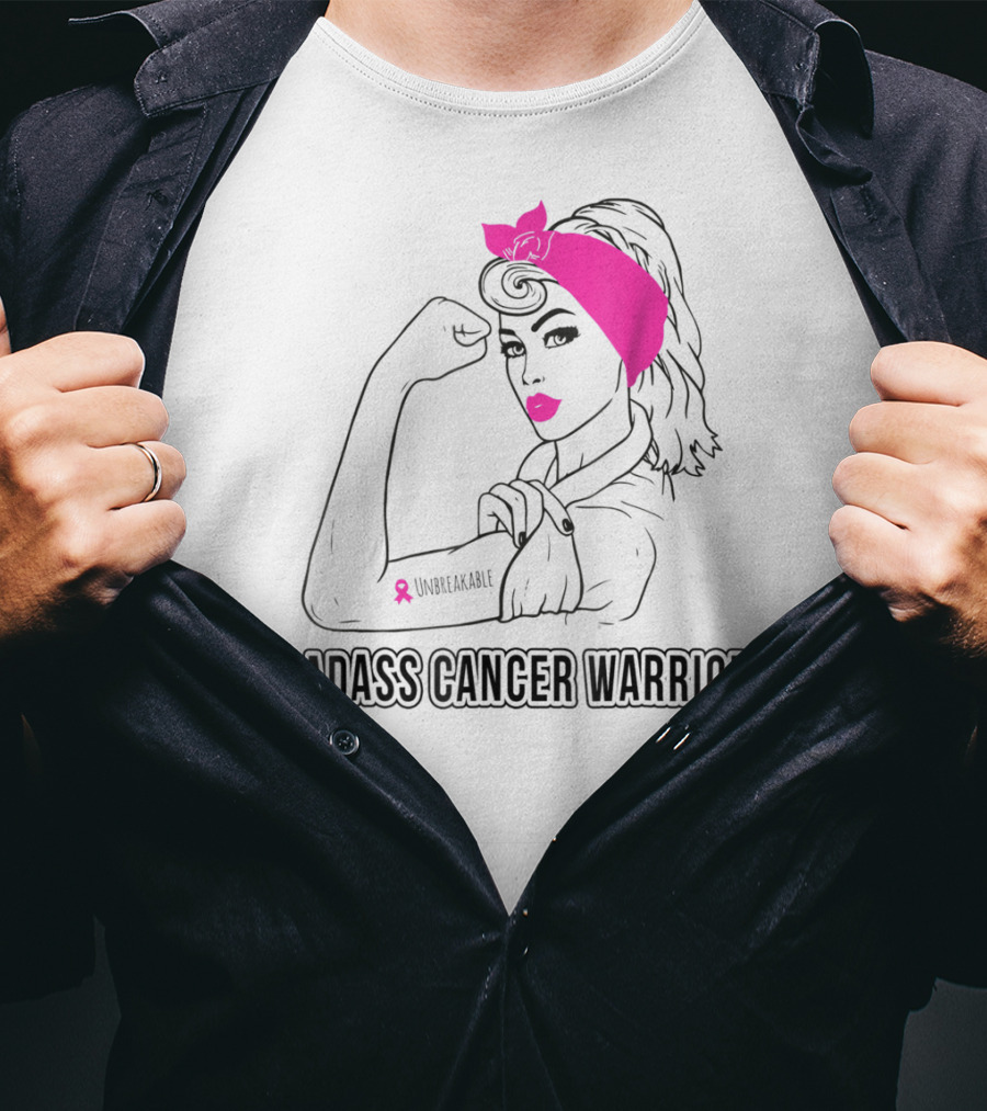 Badass Cancer Warrior Unbreakable Breast Cancer Awareness T-Shirt