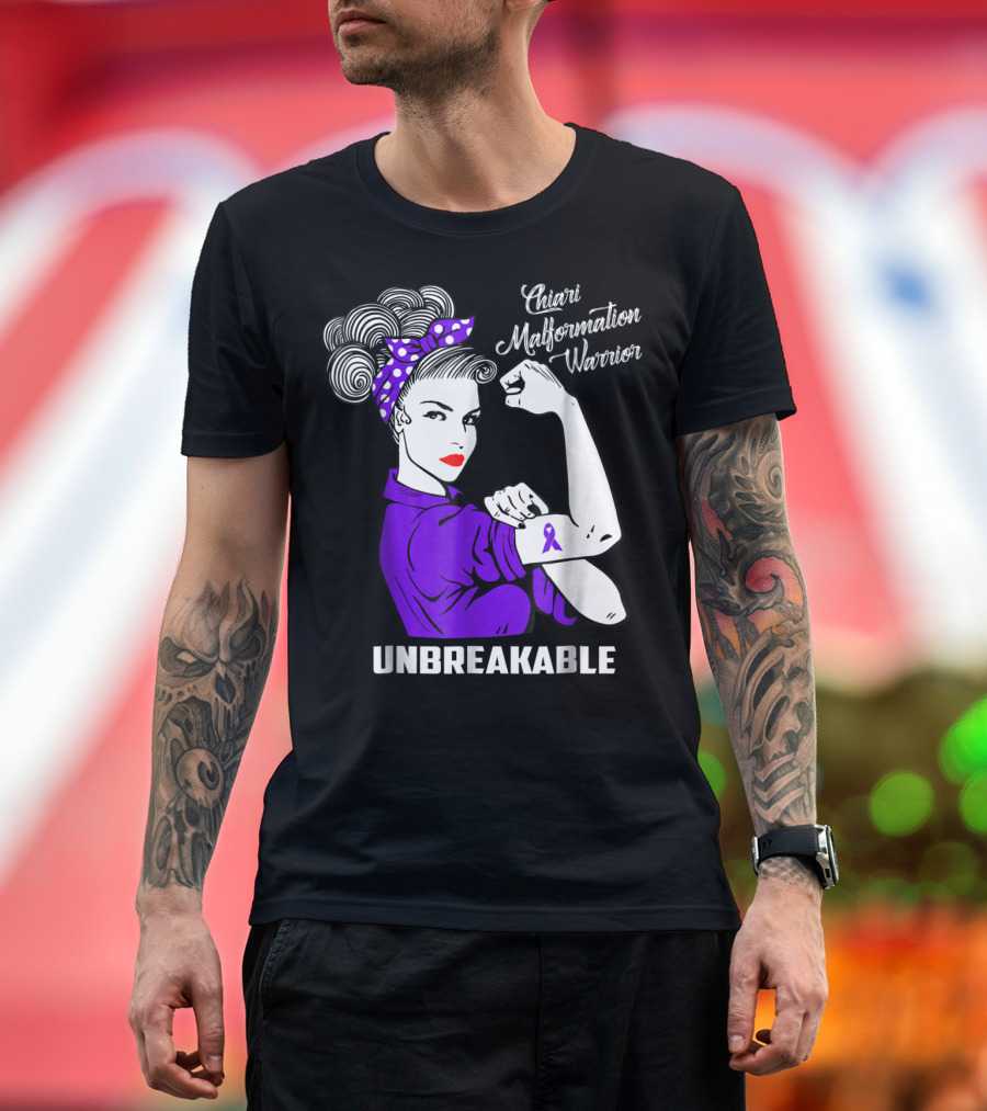 Chiari Malformation Warrior Unbreakable Rosie the Riveter T-Shirt