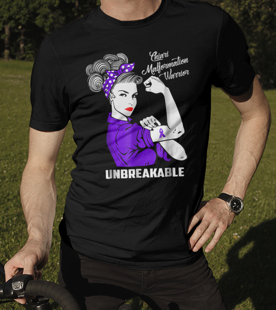 Chiari Malformation Warrior Unbreakable Rosie The Riveter T-Shirt