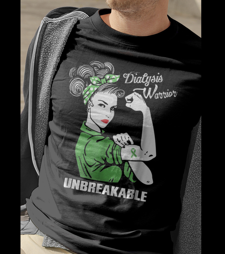 Dialysis Warrior Unbreakable Rosie The Riveter Awareness T-Shirt