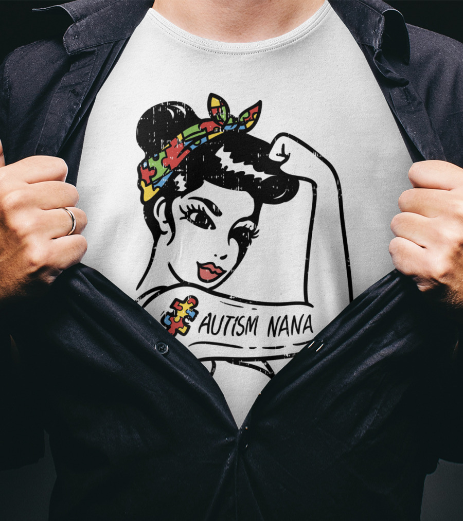 Autism Nana Puzzle Piece Bandana Empowerment T-Shirt