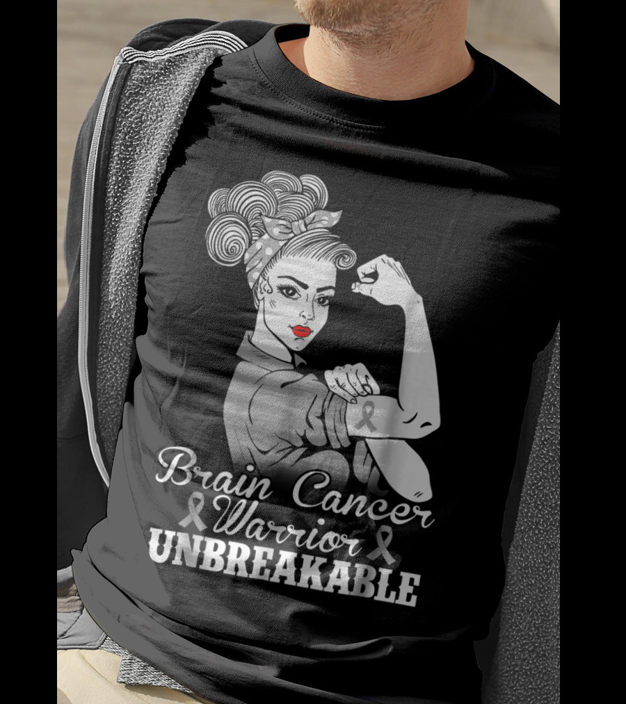 Brain Cancer Warrior Unbreakable Awareness T-Shirt