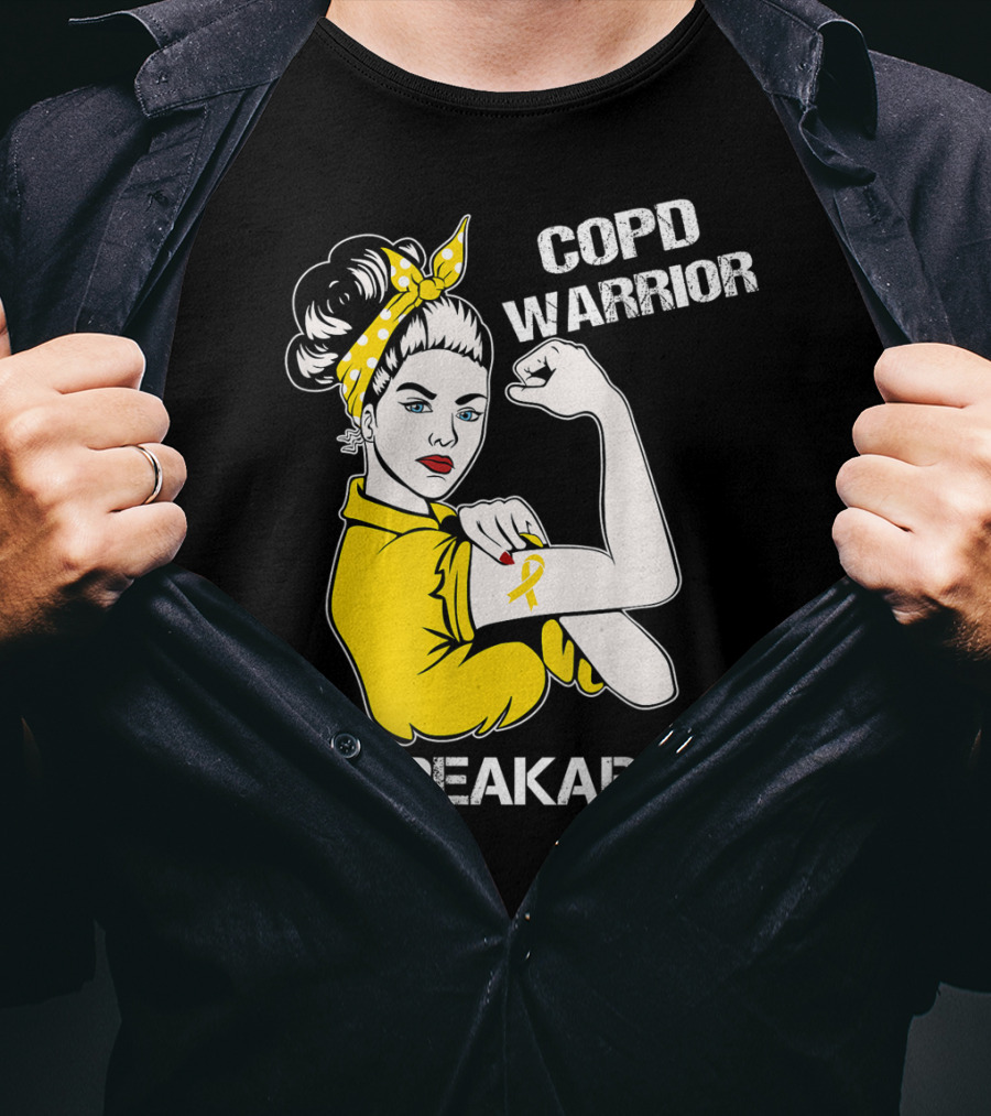 COPD Warrior Unbreakable Rosie Riveter Style Yellow T-Shirt