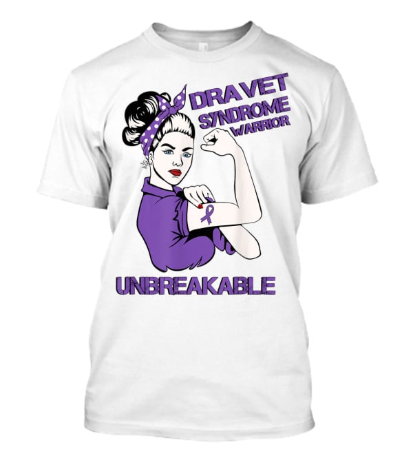 Dravet Syndrome Warrior Unbreakable Rosie Riveter Style Purple T-Shirt