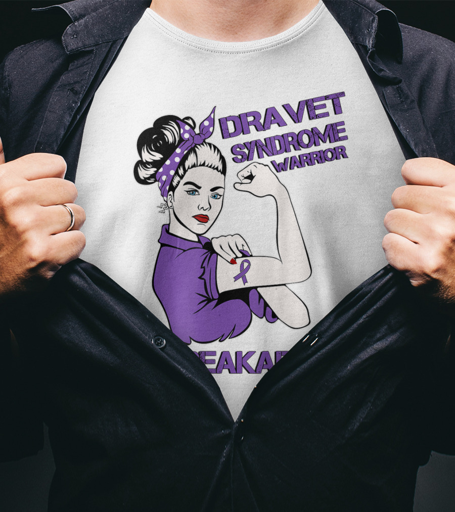 Dravet Syndrome Warrior Unbreakable Rosie Riveter Style Purple T-Shirt