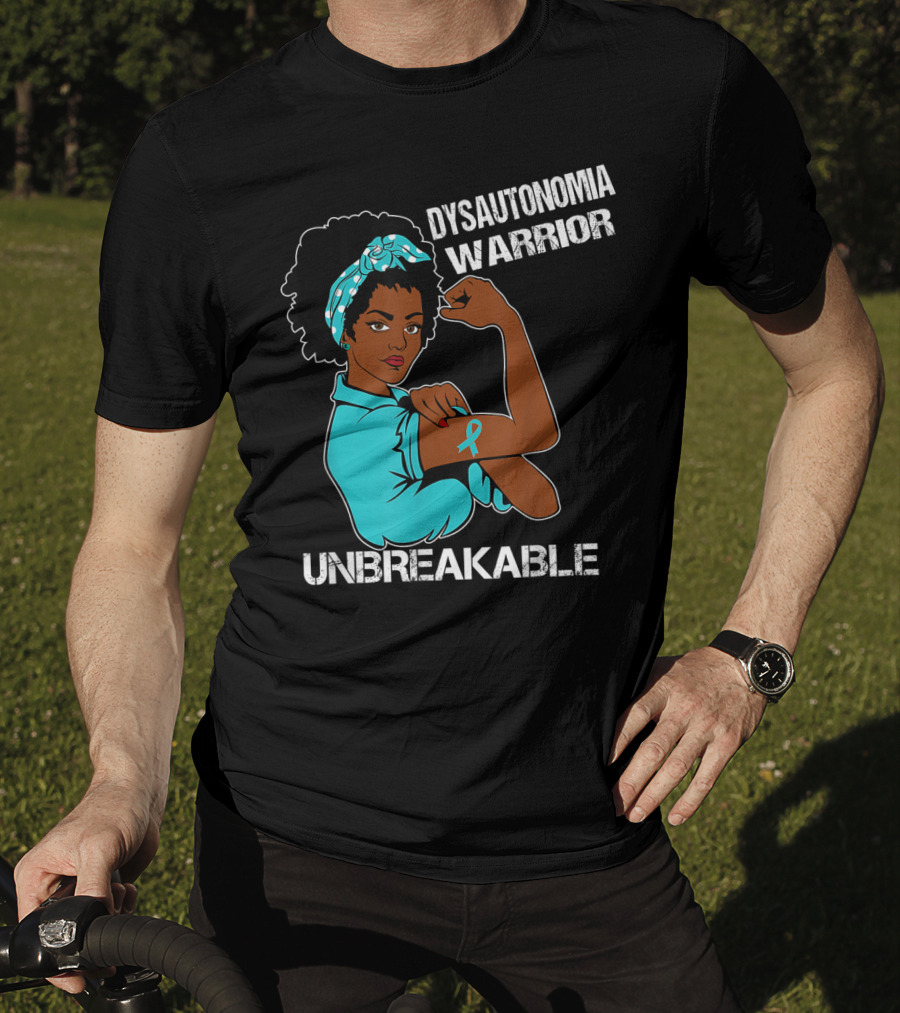 Dysautonomia Warrior Unbreakable Rosie The Riveter Style Blue Awareness T-Shirt