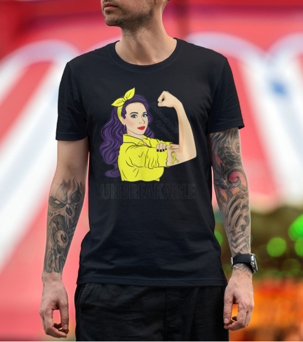 Premium T-Shirt: Endometriosis Warrior Unbreakable Awareness Yellow T-Shirt Endometriosis Warrior Unbreakable Awareness Yellow T-Shirt