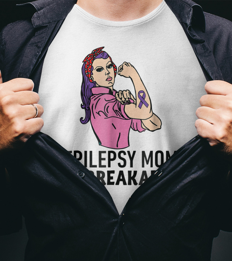 Epilepsy Mom Unbreakable Women Mother Purple Ribbon Empowerment T-Shirt