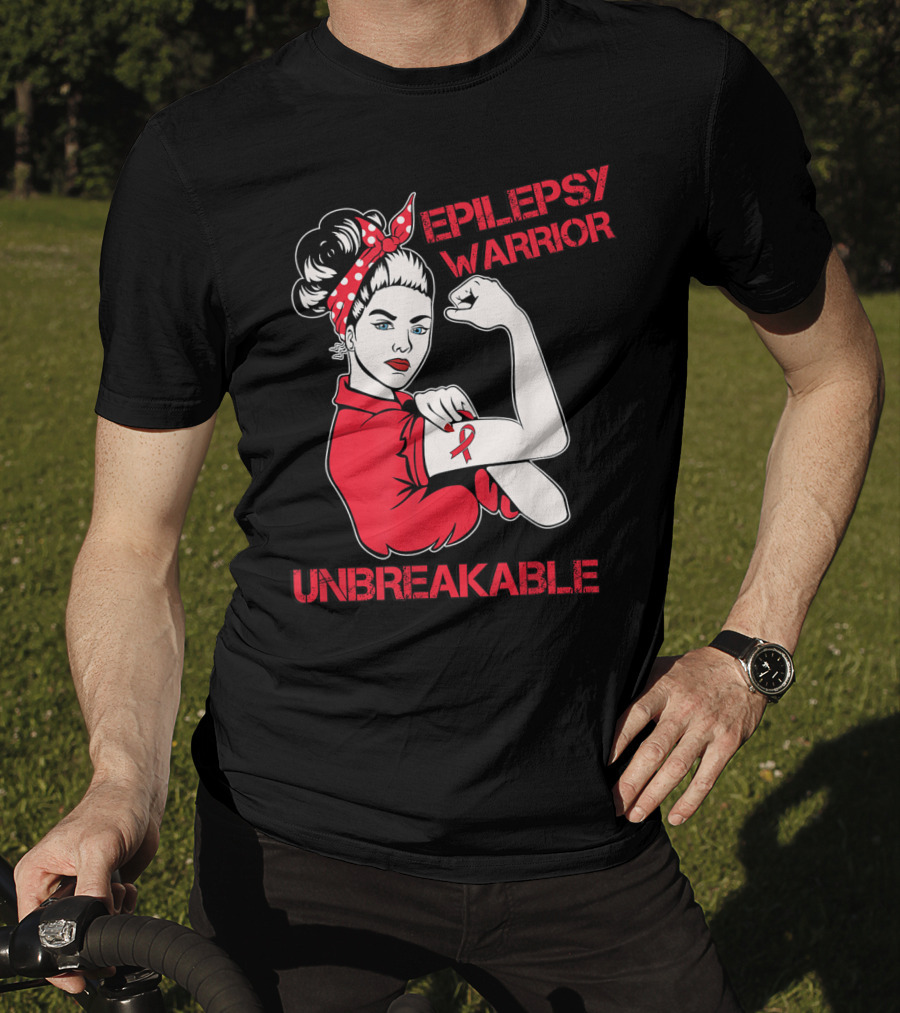Epilepsy Warrior Unbreakable Rosie The Riveter Inspired T-Shirt