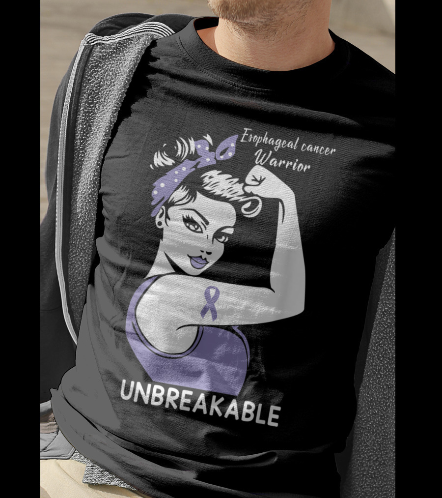 Esophageal Cancer Warrior Unbreakable Strength Ribbon T-Shirt