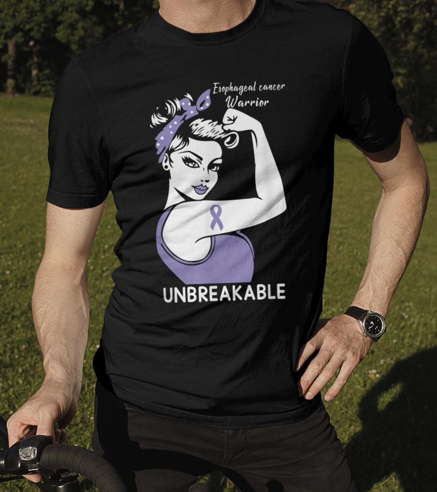 Esophageal Cancer Warrior Unbreakable Strength Ribbon T-Shirt