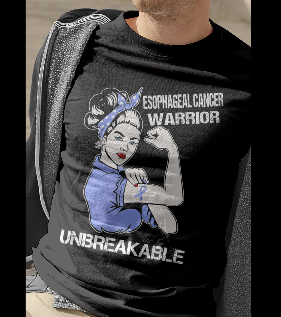 Esophageal Cancer Warrior Unbreakable Rosie The Riveter T-Shirt