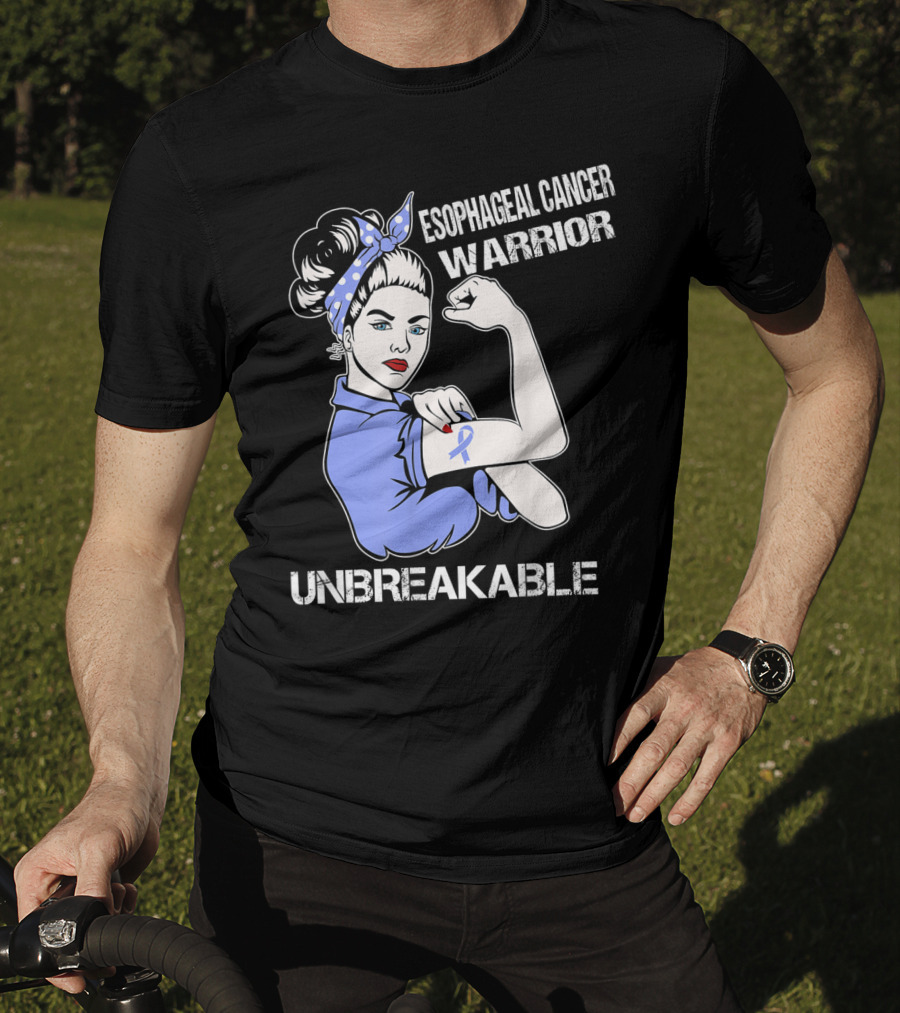 Esophageal Cancer Warrior Unbreakable Rosie The Riveter T-Shirt