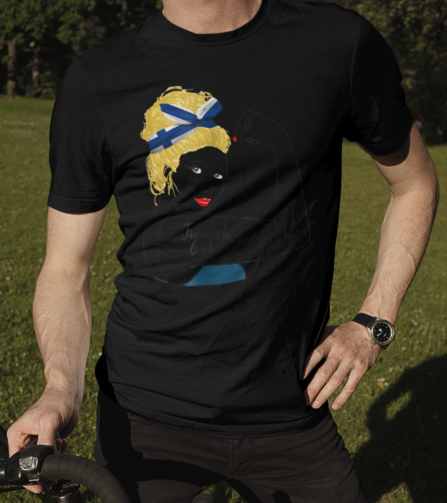 Finnish Girl Unbreakable Rosie The Riveter Style With Flag Headscarf T-Shirt