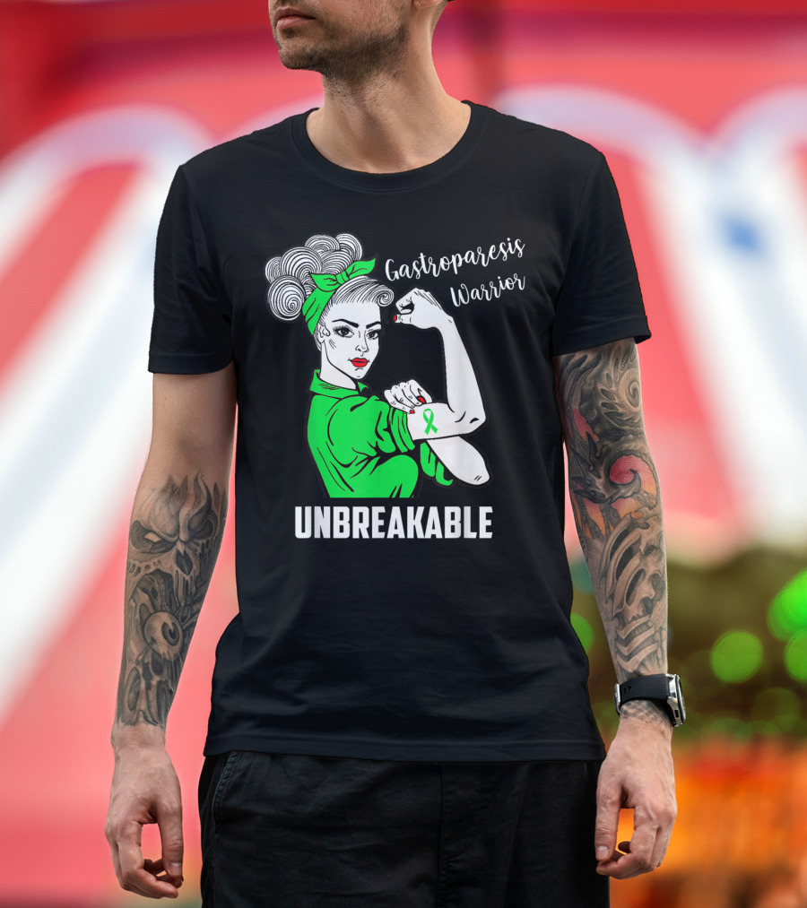 Gastroparesis Warrior Unbreakable Awareness Ribbon Strength T-Shirt