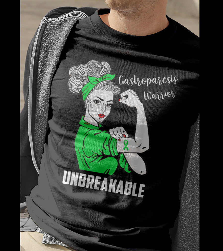 Gastroparesis Warrior Unbreakable Awareness Ribbon Strength T-Shirt