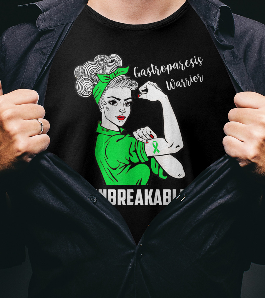 Gastroparesis Warrior Unbreakable Awareness Ribbon Strength T-Shirt