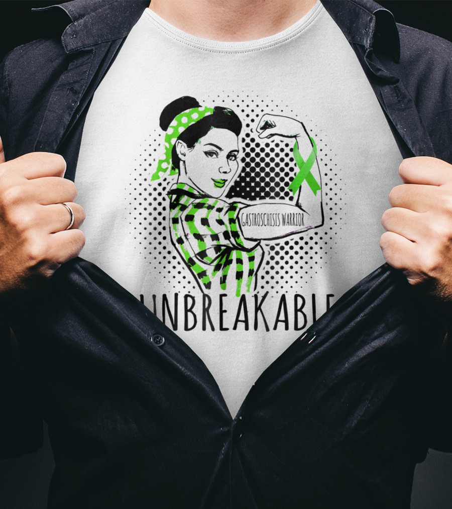 Unbreakable Gastroschisis Warrior Rosie The Riveter Style With Awareness T-Shirt